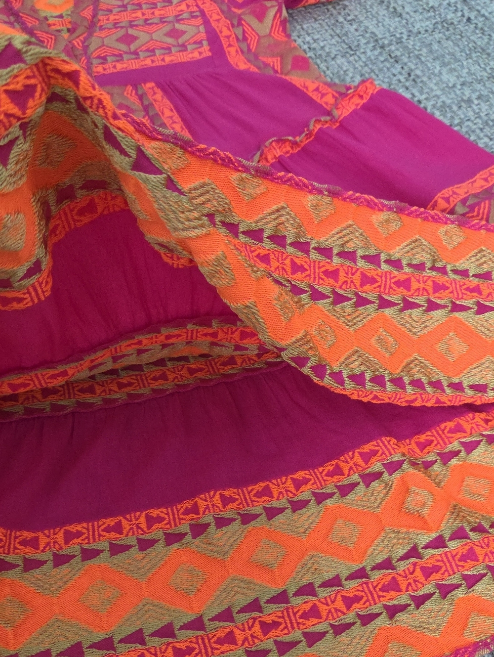 Lace The Label Fuchsia & Orange Geometric Embroidered Boho Mini Dress M EUC - Picture 11 of 15